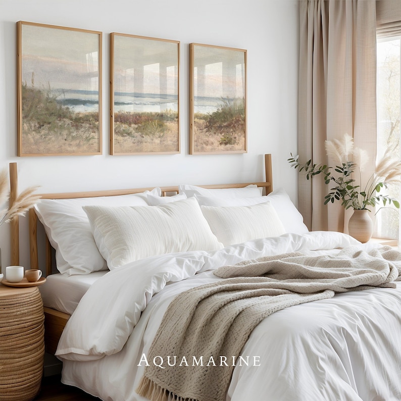 PRINT & SHIP, Beach Landscape Set of 3 Prints, Coastal Wall Art, Sea Printed Wall Art, Beach House Wall Decor, Mailed Art Prints