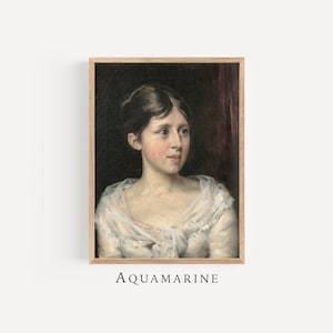 Beautiful Girl Portrait Print, Vintage Portrait Painting, Girl Room Wall Art, Antique Woman Print, DIGITAL DOWNLOAD - FG014