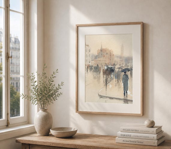 Vintage City Painting, Antique City Print, Pastel Tones Wall Art, Neutral Tones Print, Vintage Minimalist Wall Art, INSTANT DOWNLOAD - CS007