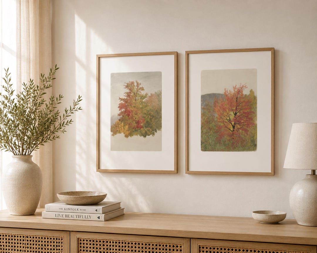 Fall Landscape Prints Set, Autumn Landscape Set, Fall Printable Wall ...