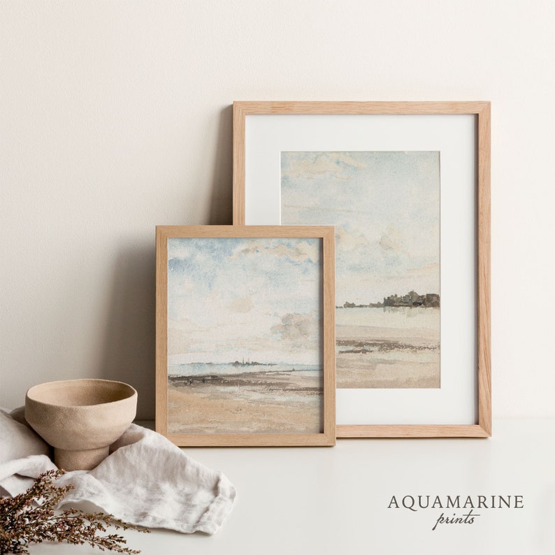 Muted Beach Prints Set, Beach Painting, Beach House Wall Art, Coastal Wall Art, Minimalist Print, Neutral Wall Art, INSTANT DOWNLOAD