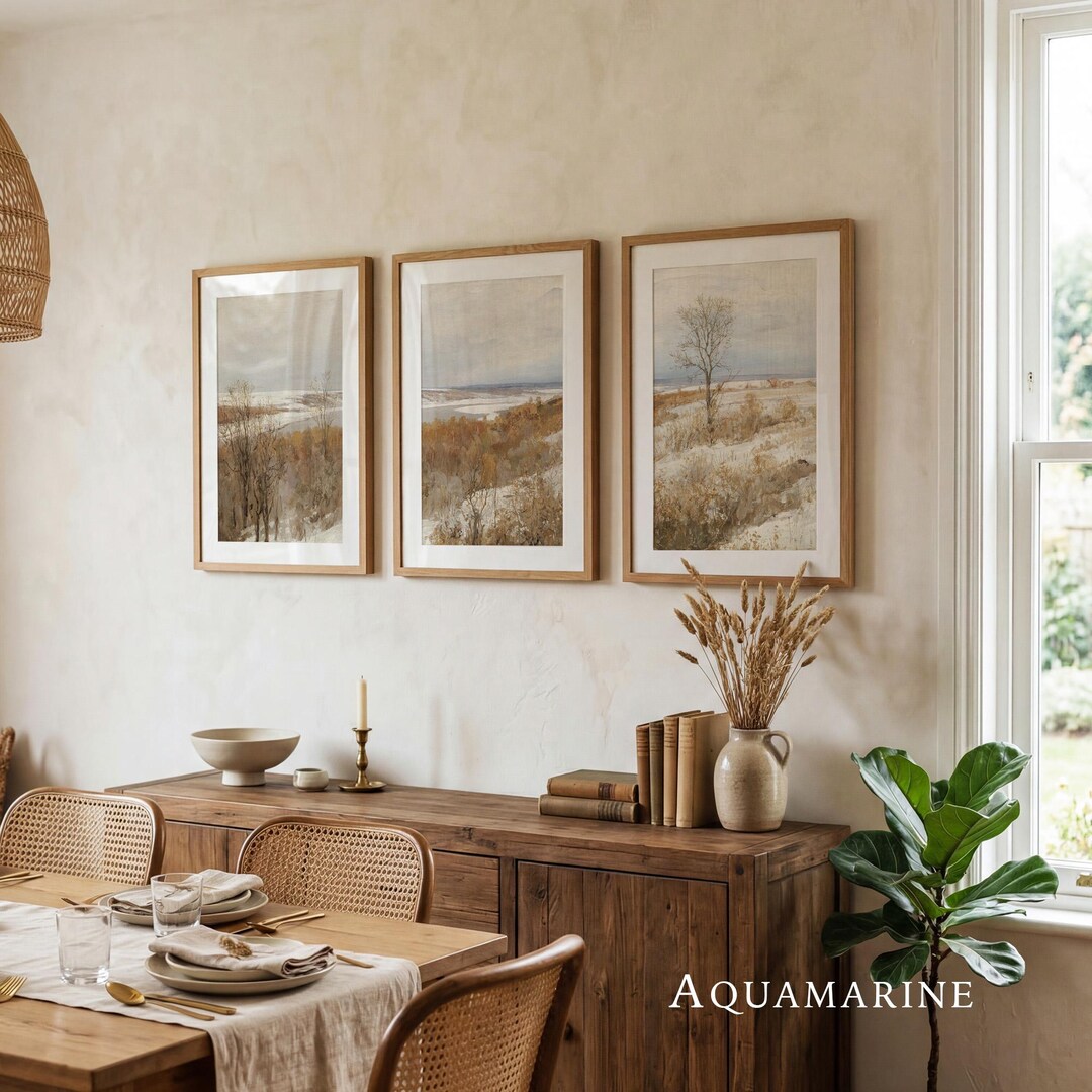 風景画3 Landscape Set of 3 Prints, Landscape Living Room Wall Art