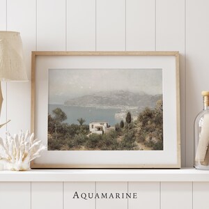 Print Amalfikust, Italië landschapskunst aan de muur, vintage Amalfikust schilderij, mediterraan landschap muurkunst, INSTANT DOWNLOAD - IT002 afbeelding 2