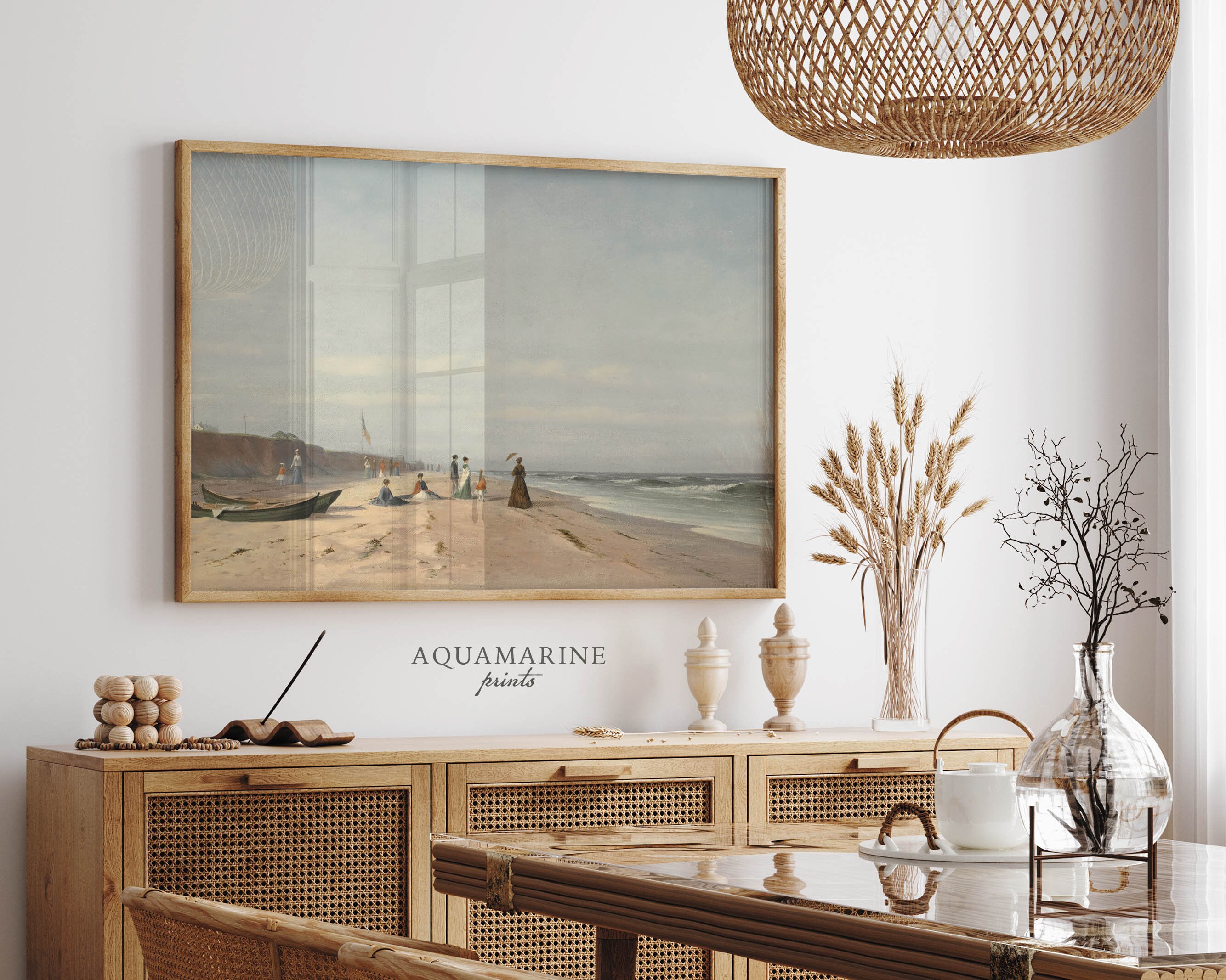 Beach Landscape Painting Vintage Beach Wall Art Sea Wall Etsy