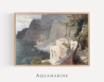 Vintage Capri Landscape Print, Antique Italy Coastal Wall Art, Digital Download, IT029