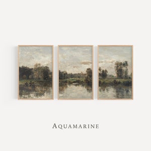 Landscape Set of 3 Prints, Vintage Landscape Printable Art, French River Painting, French Wall Art, Digital Art, INSTANT DOWNLOAD - LS073T