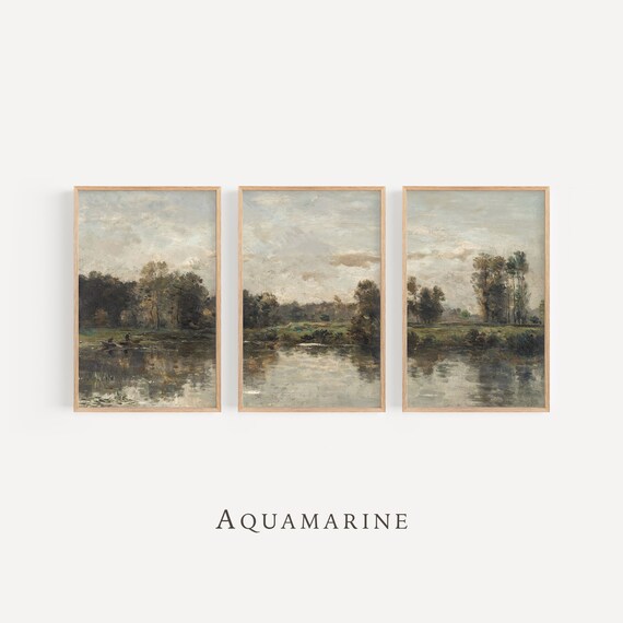 Landscape Set of 3 Prints, Vintage Landscape Printable Art, French River Painting, French Wall Art, Digital Art, INSTANT DOWNLOAD - LS073T