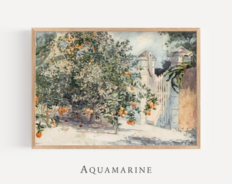 Orange Tree Vintage Art, Orange Tree Painting, Mediterranean Garden Vintage Print, Printable Art, Kitchen Wall Art, DIGITAL DOWNLOAD - LS030