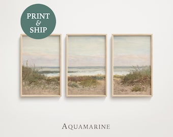 PRINT & SHIP, Beach Landscape Set of 3 Prints, Coastal Wall Art, Sea Printed Wall Art, Beach House Wall Decor, Mailed Art Prints