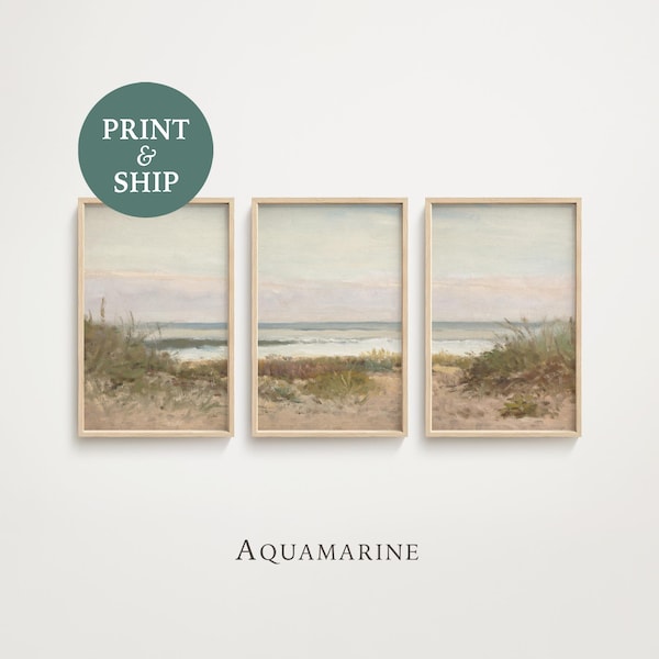 PRINT & SHIP, Beach Landscape Set of 3 Prints, Coastal Wall Art, Sea Printed Wall Art, Beach House Wall Decor, Mailed Art Prints