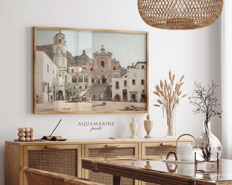Amalfi Print, Amalfi Painting, Italy Wall Art, Vintage Mediterranean Landscape Print, Summer Wall Art, Italian Gift, INSTANT DOWNLOAD