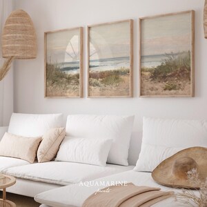 PRINT & SHIP, Beach Landscape Set of 3 Prints, Coastal Wall Art, Sea Printed Wall Art, Beach House Wall Decor