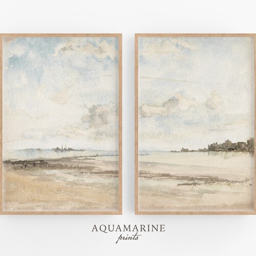 Muted Beach Landscape Print Beach Painting Beach House Wall Etsy