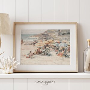 Vintage Beach Painting, Pastel Coastal Wall Art, Vintage Seaside Wall Art, Beach House Decor, Summer Wall Art, DIGITAL DOWNLOAD, SE075