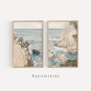 Coastal Landscape Set of 2 Prints, Coastal Print Set, Beach Landscape Painting, Sea Printable Landscape, DIGITAL DOWNLOAD - SE072