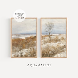 Landscape Set of 2 Prints, PRINT & SHIP, Living Room Wall Art, Neutral Tones Wall Art, Cottage Decor, Landscape Painting, Mailed Art