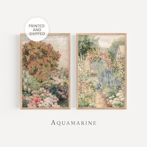 Set di 2 stampe di Summer Garden, STAMPA E SPEDIZIONE, Arte murale stampata di Flower Garden, Decorazione murale primaverile vintage, Stampe artistiche spedite