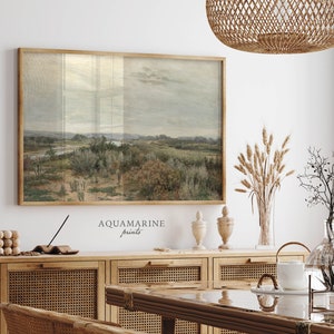 Landscape Painting, Country Landscape Wall Art, Vintage Landscape Print, Muted Tones Print, Muted Neutral Wall Art, INSTANT DOWNLOAD - LS012