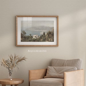 Amalfi Coast Print, Italy Landscape Wall Art, Vintage Amalfi Coast Painting, Mediterranean Landscape Wall Art