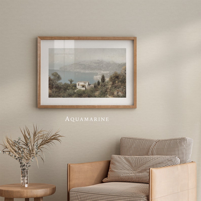 Amalfi Coast Print, Italy Landscape Wall Art, Vintage Amalfi Coast Painting, Mediterranean Landscape Wall Art