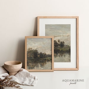 Landscape Prints Set of 2, Vintage Landscape Printable Art, French River Painting, French Wall Art, Vintage Digital Art, INSTANT DOWNLOAD