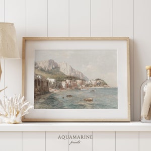 Capri Print, Capri Painting, Italy Wall Art, Pastel Tones Italy Landscape Print, Italian Gift, Vintage Wall Art, DIGITAL DOWNLOAD - IT013