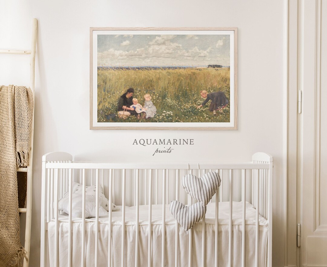 Printable Wall Art, Landscape Wall Art, Vintage Nursery Painting