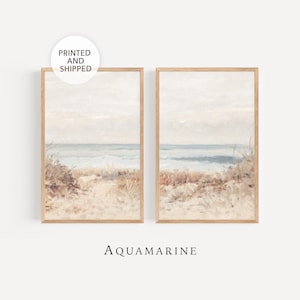 Neutral Beach Set of 2 Prints, Coastal Wall Art, PRINT & SHIP, Muted Beach Landscape, Minimalist Coastal Set of 2, Mailed Art