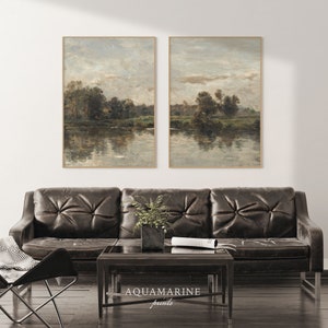 Landscape Prints Set of 2, Vintage Landscape Printable Art, French River Painting, French Wall Art, Vintage Digital Art, INSTANT DOWNLOAD