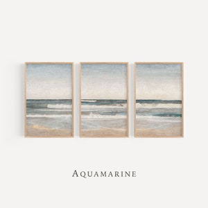 Minimalist Coastal Print Set of 3, Beach Landscape Set of 3 Prints, Beach Landscape Painting, Beach House Decor, DIGITAL DOWNLOAD - SE044T