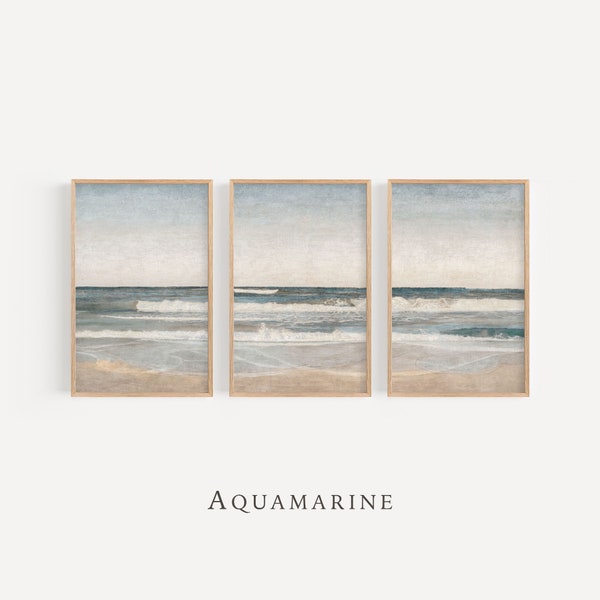ミニマリスト海岸プリント 3 枚セット、ビーチ風景プリント 3 枚セット、ビーチ風景画、ビーチハウス装飾、デジタルダウンロード - SE044T