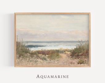 Neutral Beach Landscape Painting, Vintage Coastal Wall Art, Path on the Beach Print, Seaside Grass, Landscape Art, DIGITAL DOWNLOAD - SE014