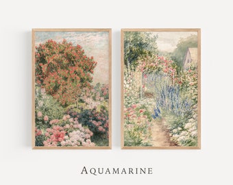 Summer Garden Set of 2 Prints, Garden Paintings, Vintage Wall Art, Summer Cottage Decor, Modern Rustic Farmhouse Wall Art, DIGITAL DOWNLOAD
