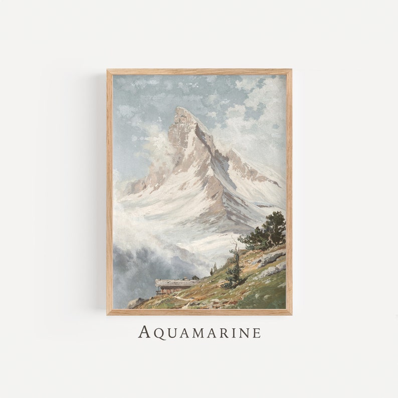 Landscape Painting, Mountain Landscape Print, Living Room Wall Art, Landscape Digital Print, Mountain Lover Gift