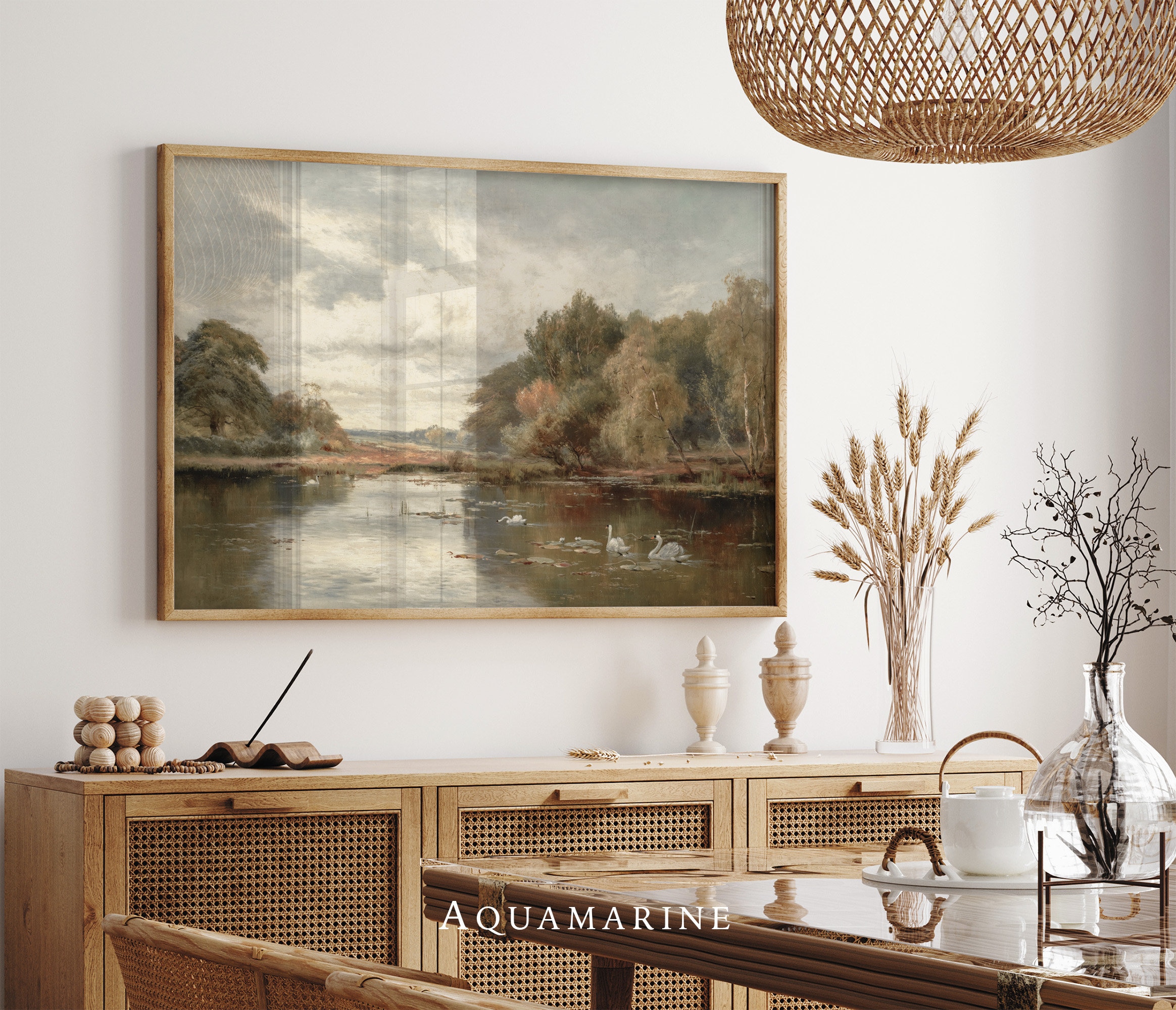 Landscape Painting, Landscape Wall Art, Living Room Decor, Country Landscape Print, Thames Painting, DIGITAL DOWNLOAD - LS207