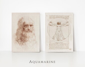 Arte de pared vintage, dibujos y bocetos de Leonardo Da Vinci, arte de pared vintage, arte de pared clásico para oficina y estudio, DESCARGA DIGITAL - DS173D