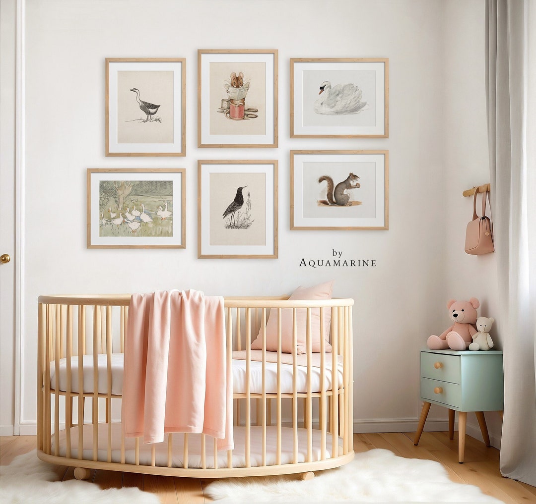 Neutral Tones Nursery Wall Art, Vintage Nursery Gallery Wall Art ...