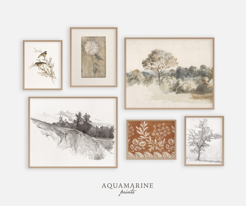 Printable Vintage Nature Wall Art Vintage Landscape Wall Etsy