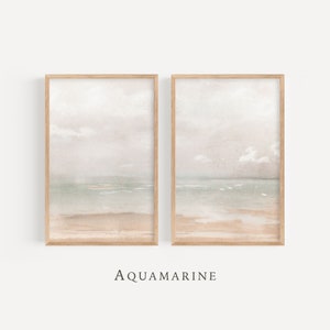Muted Beach Prints Set of 2, Ocean Beach Painting, Coastal Printable Wall Art, Minimalist Neutral Wall Art, INSTANT DOWNLOAD - SE082