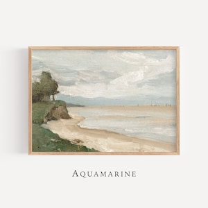 Impresión de paisaje de playa, arte de pared costera, pintura vintage de playa, impresión de mar, decoración de pared de casa de playa, DESCARGA DIGITAL - SE006