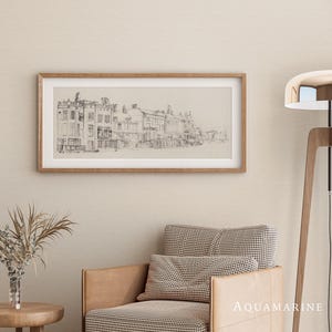 Vintage City Print, PRINT & SHIP, Living Room Wall Art, Horizontal Guest Room Wall Art, Vintage Fine Art Wall Decor, Panoramic Canvas Print