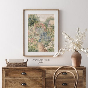 Summer Garden Painting, Flower Garden Print, Vintage Landscape Wall Art, Vintage Art, Country Decor, Farmhouse Wall Art, DIGITAL DOWNLOAD