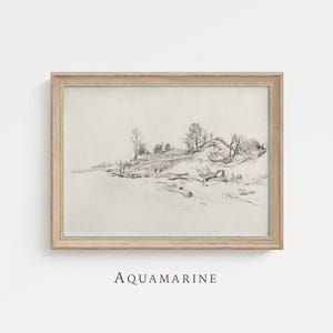 Landscape Print, Vintage Landscape Art, Minimalist Landscape Sketch, Neutral Farmhouse Wall Art, DIGITAL DOWNLOAD - DS036