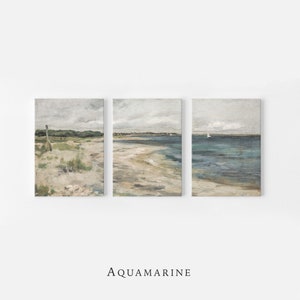 Bright Seascape Set of 3 Prints, Summer Vibe Wall Art, Coastal Seaside Print, Beach House Wall Art