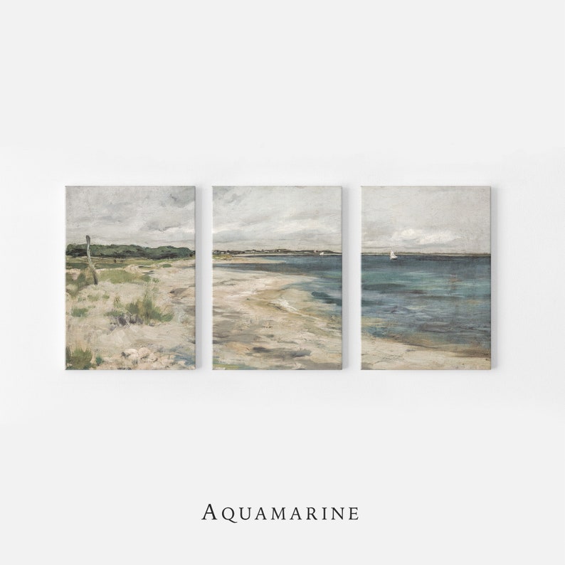 Bright Seascape Set of 3 Prints, Summer Vibe Wall Art, Coastal Seaside Print, Beach House Wall Art