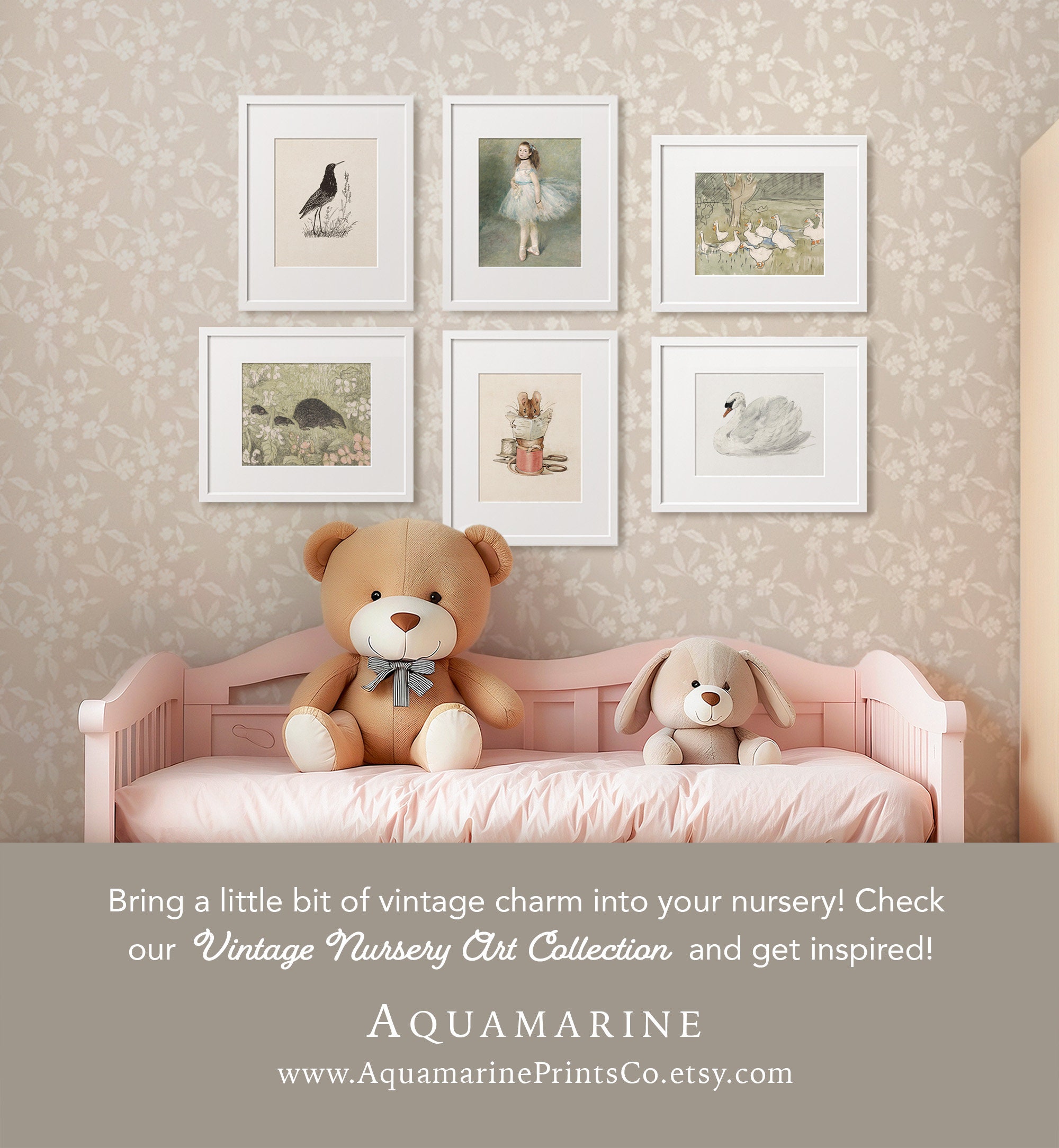 Vintage Nursery Print, Vintage Nursery and Kids Room Wall Art