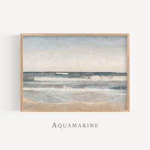 Beach Landscape Print, Beach Landscape Wall Art, Coastal Wall Art, Ocean Painting, Pastel Tones Printable Art, DIGITAL DOWNLOAD - SE044