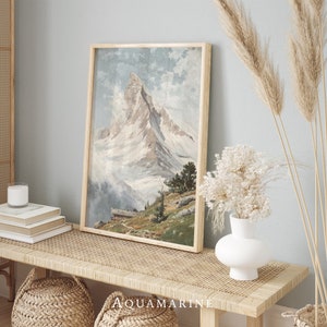 Landscape Painting, Mountain Landscape Print, Living Room Wall Art, Landscape Digital Print, Mountain Lover Gift
