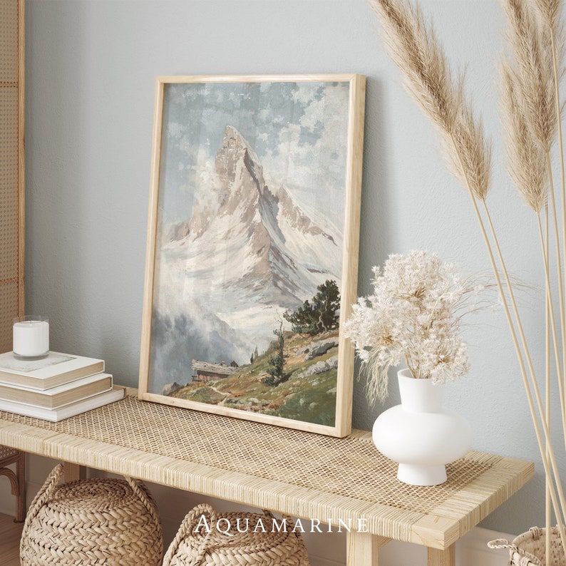 Landscape Painting, Mountain Landscape Print, Living Room Wall Art, Landscape Digital Print, Mountain Lover Gift