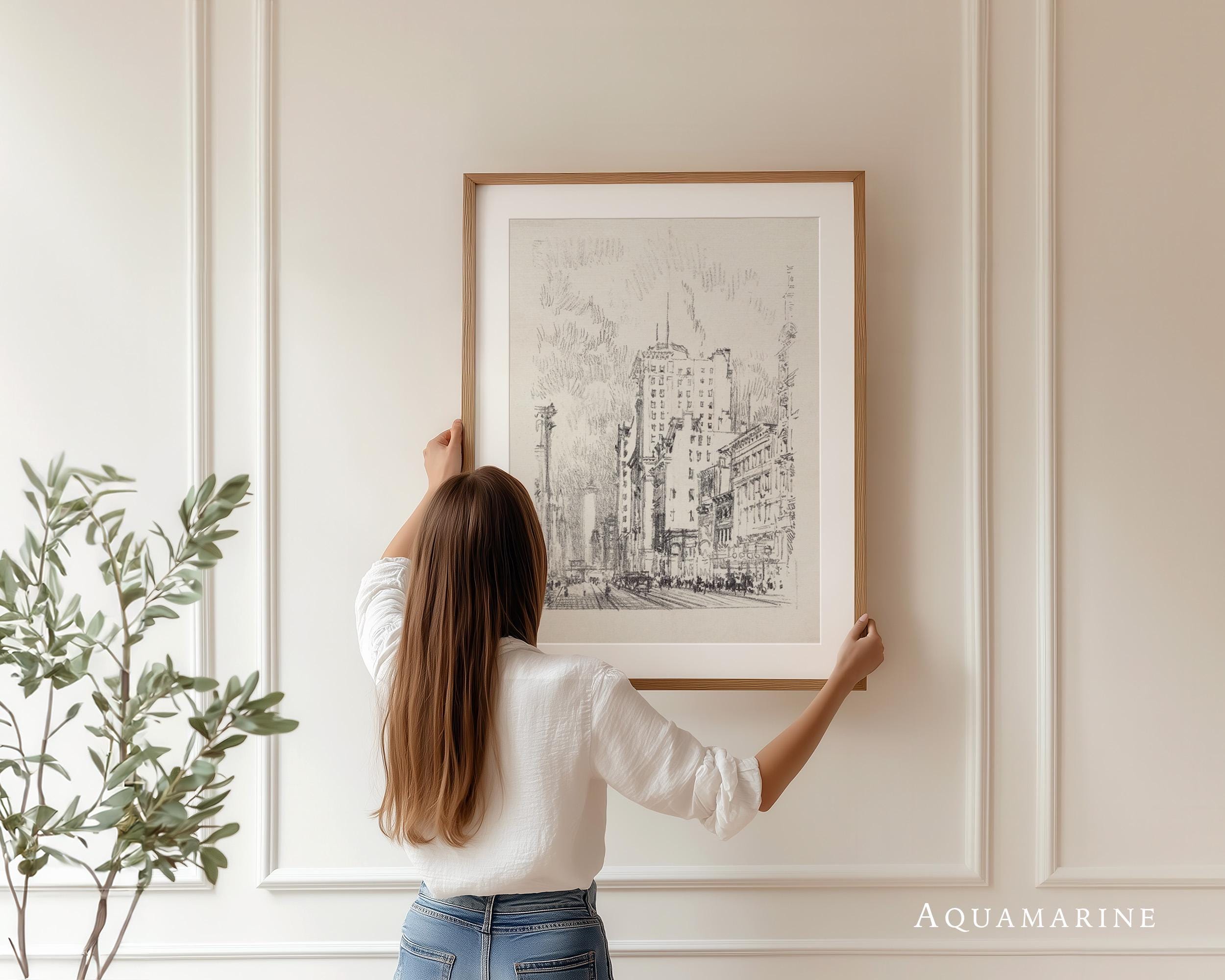 Vintage New York City Print: Restored Antique Wall Art (digital